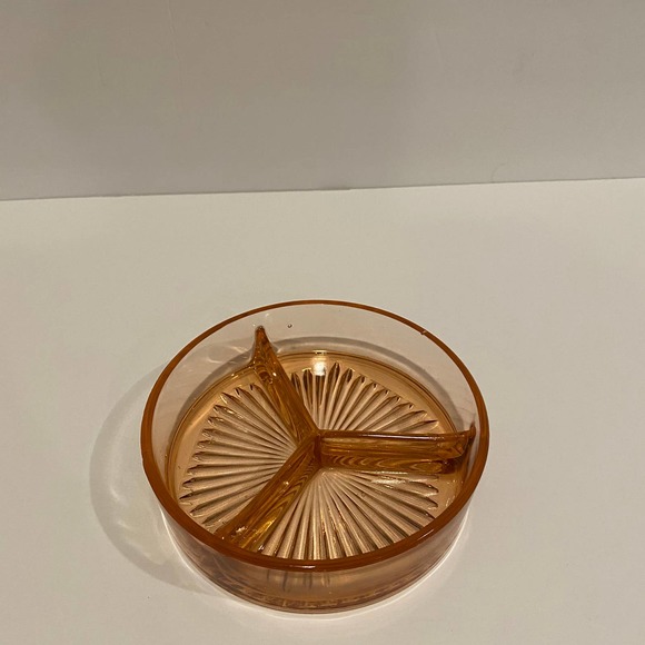 Pink Depression Glass Condiment Dish Three Compartments - Picture 6 of 7
